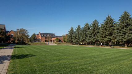 Expansive University Campus with Vibrant Greenery