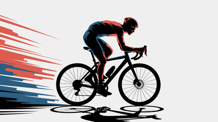 Fototapeta premium Dynamic cyclist riding fast with speed effect, athletic silhouette conveys energy and movement, perfect for sports and fitness brands, promoting an active lifestyle
