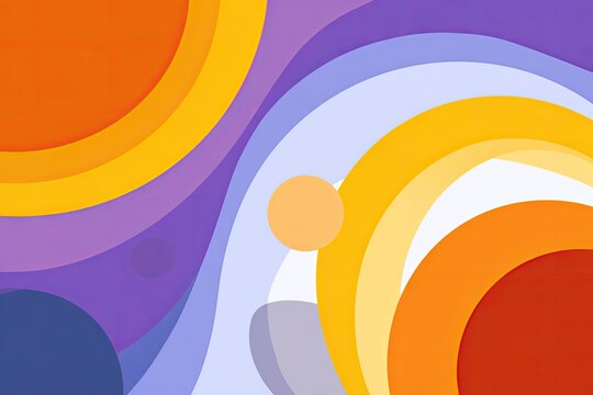 Layered, abstract composition with fluid shapes and vibrant colors