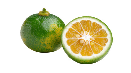 Calamansi segment background isolated on a Transparent background, PNG file.