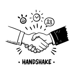 Handshake illustration symbolizing agreement and teamwork  