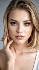 Fototapeta premium Close-up portrait of a woman with blonde hair
