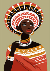 African Majesty: Elegant Ethnic Woman Illustration