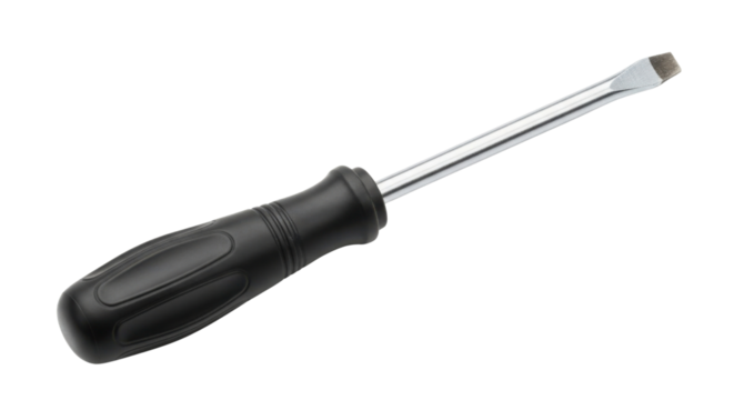 Flathead screwdriver for repair and construction isolated PNG with Transparent Background