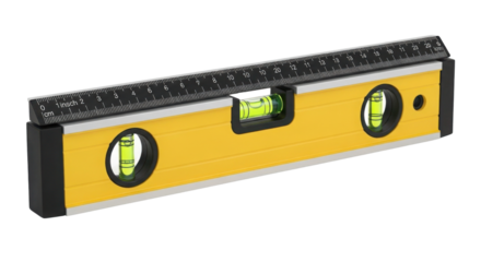 Yellow spirit level close up isolated PNG with Transparent Background