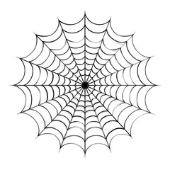 Spooky spiral spiderweb illustration, creepy halloween cobweb icon. graphic design element perfect as scary decoration for dark holiday or party theme