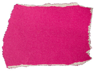 Ripped torn pink paper piece on transparent background, paper tear cut out design element
