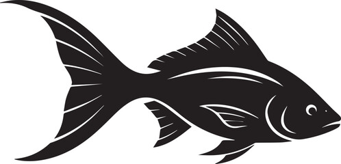Create Symbol of a stylized sea fish Silhouette with white Background.