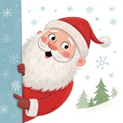 Cartoon Santa Pointing, Holiday cheer ,Christmas illustration