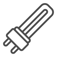 Fototapeta premium Fluorescent light bulb line icon, eco lamp concept. Vector graphics. Mini lamp sign on white background, outline style icon for mobile or web design.