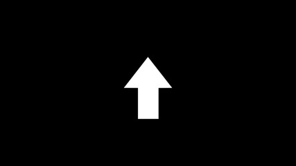 Abstract directional arrow bouncing white color upward against a stark three dimensional swipe slide up animation on a black background. - Powered by Adobe