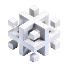 Obraz premium White, intricate, 3D, geometric, puzzle-like structure