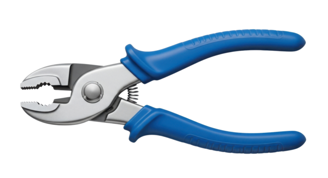 Slip joint pliers with blue handles isolated PNG with Transparent Background