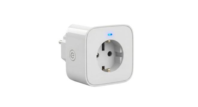 Smart socket adapter for remote control of electrical appliances isolated PNG with Transparent Background