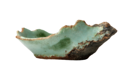 Celadon pottery chip background isolated on a Transparent background, PNG file.