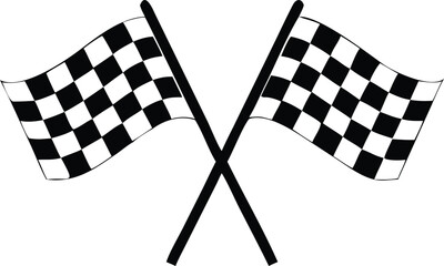 Fototapeta premium Two Crossed Checkered Flags Waving in the Breeze to Signal Victory