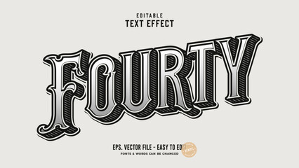 Vintage fourty text effect. Editable simple classic text style.