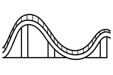 Obraz premium Roller Coaster outline, Roller Coaster black line art symbol 