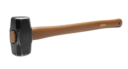 Sledgehammer with Wooden Handle for Heavy Duty Work isolated PNG with Transparent Background