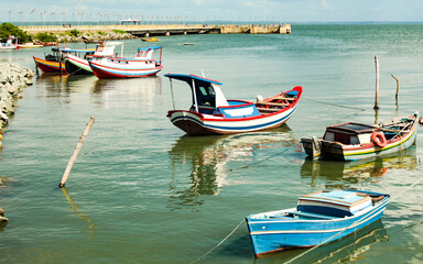 Obraz premium Some small fishing boats on the coast of the city of São José de Ribamar, state of Maranhão, northeastern Brazil