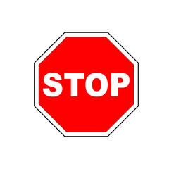 Obraz premium Octagonal STOP sign vector. Mandatory road safety and traffic control symbol