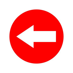 Red circle left arrow vector. Mandatory directional sign and wayfinding symbol