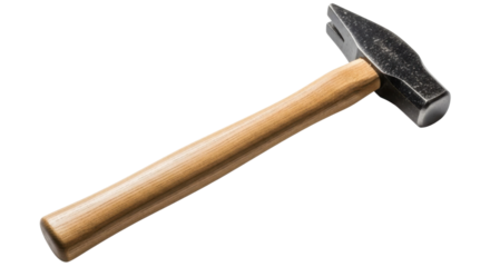 Claw hammer with wooden handle isolated PNG with Transparent Background