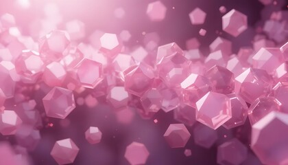 Floating, glowing, pink, gem-like, geometric shapes with blurred background, creating a stream
