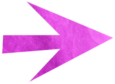 Pink paper arrow sign on transparent background PNG