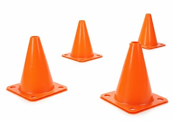Traffic Cones in Isolated White Background