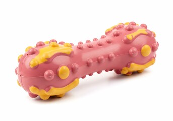 Pink and Yellow Dog Chew Toy Isolated on White