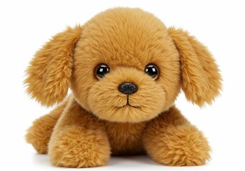Brown Puppy Plush Toy Isolated on White