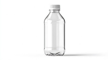 Fototapeta premium Clear Plastic Water Bottle Mockup with White Background and Minimalist Design