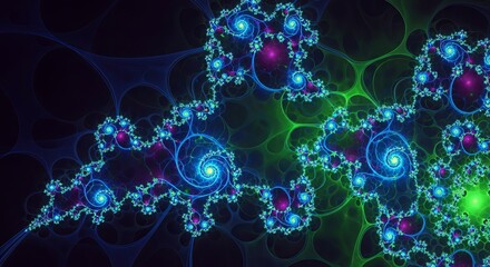 Abstract light blue fractal art pattern with glowing energy flow and futuristic wave design