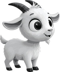 cartoon goat, Beautiful baby goat picture, color, big eyes, goat vector, cute goat vector,