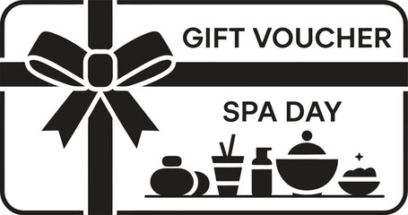 Gift voucher for a spa day with beauty products and bow