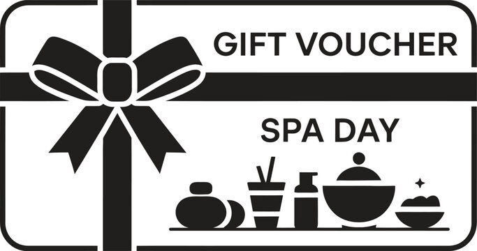 Gift voucher for a spa day with beauty products and bow - Powered by Adobe