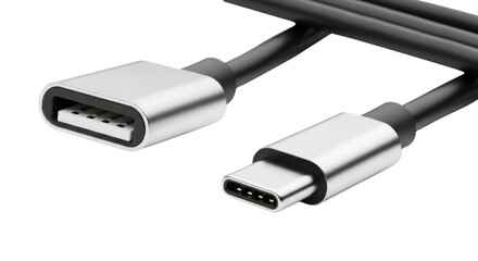 USB-C to USB-A cable isolated PNG with Transparent Background