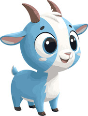 cartoon goat, Beautiful baby goat picture, color, big eyes, goat vector, cute goat vector,