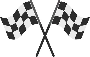 Black and white checkered flags crossed to symbolize auto racing competition