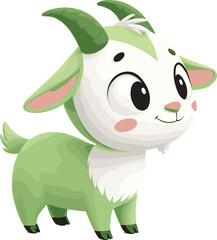 cartoon goat, Beautiful baby goat picture, color, big eyes, goat vector, cute goat vector,