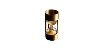 A golden hourglass standing tall, symbolizing the passage of time.