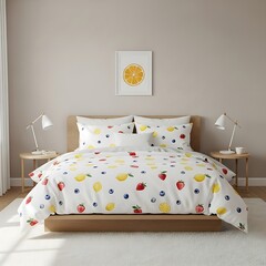 Bedroom with fruit pattern.