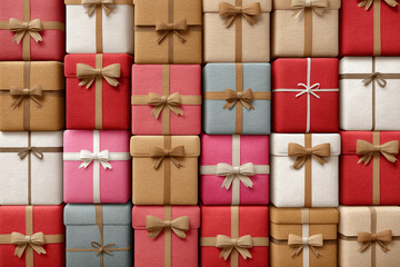 Fototapeta premium Colorful christmas gift boxes creating holiday background