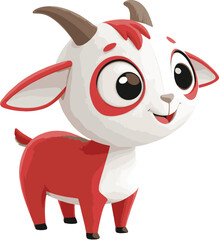 cartoon goat, Beautiful baby goat picture, color, big eyes, goat vector, cute goat vector,