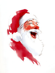 Joyful Santa Claus illustration with a bright red hat and white beard, radiating happiness and festive spirit, perfect for holiday-themed designs and decorations