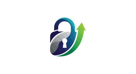 Editable vector secure growth logo design for business success and safety with upward arrow and padlock symbol icon