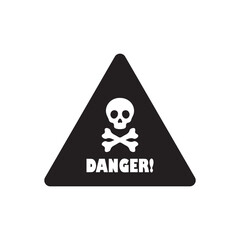 Skull and Crossbones, Poison Hazard Warning Sign,triangular warning sign with a black skull and crossbones, vector illustration eps 10.