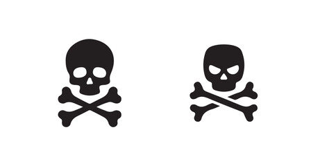 Skull and Crossbones emblem on a white background, triangular caution sign depicts a black skull, vector illustration eps 10.