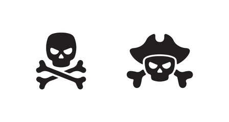 Black skull and crossbones warning symbol within a triangle danger, minimalist warning signs, safety labels,
